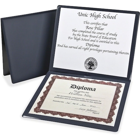 Oxford Diploma Cover, 12-1/2"x10-1/2", Insert 12"x10", Vinyl, Navy OXF44212